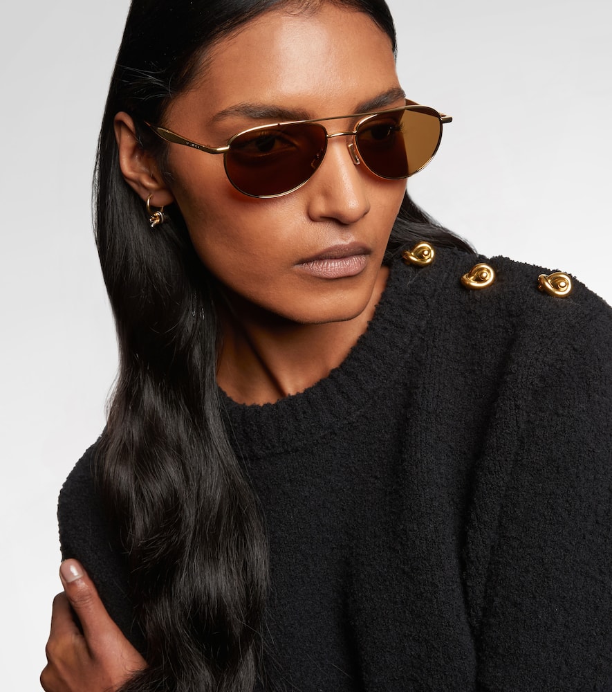 Bottega Veneta Fin Aviator Sunglasses In Brown