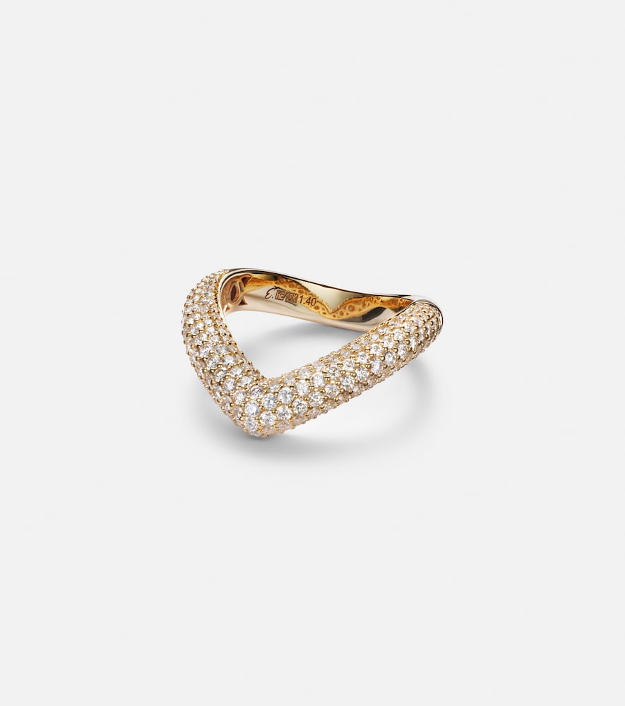 Engelbert Drop Link Medium 18kt gold ring with diamonds