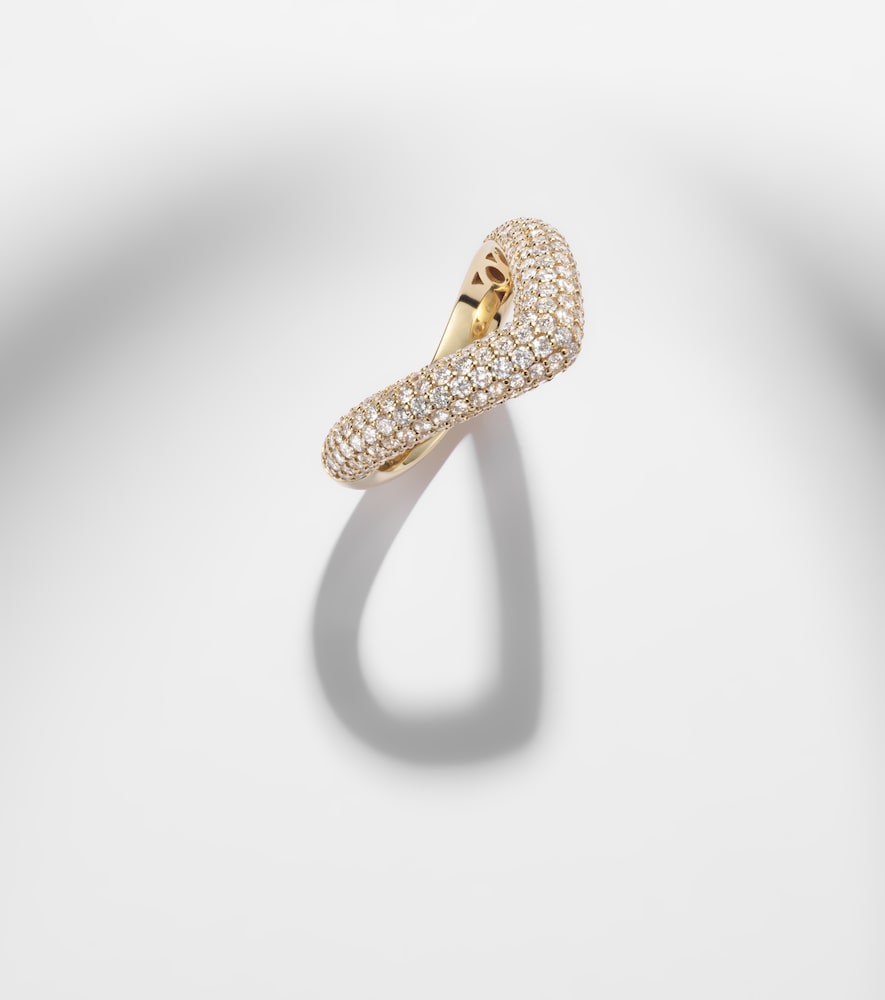 Engelbert Drop Link Medium 18kt Gold Ring With Diamonds In Gold