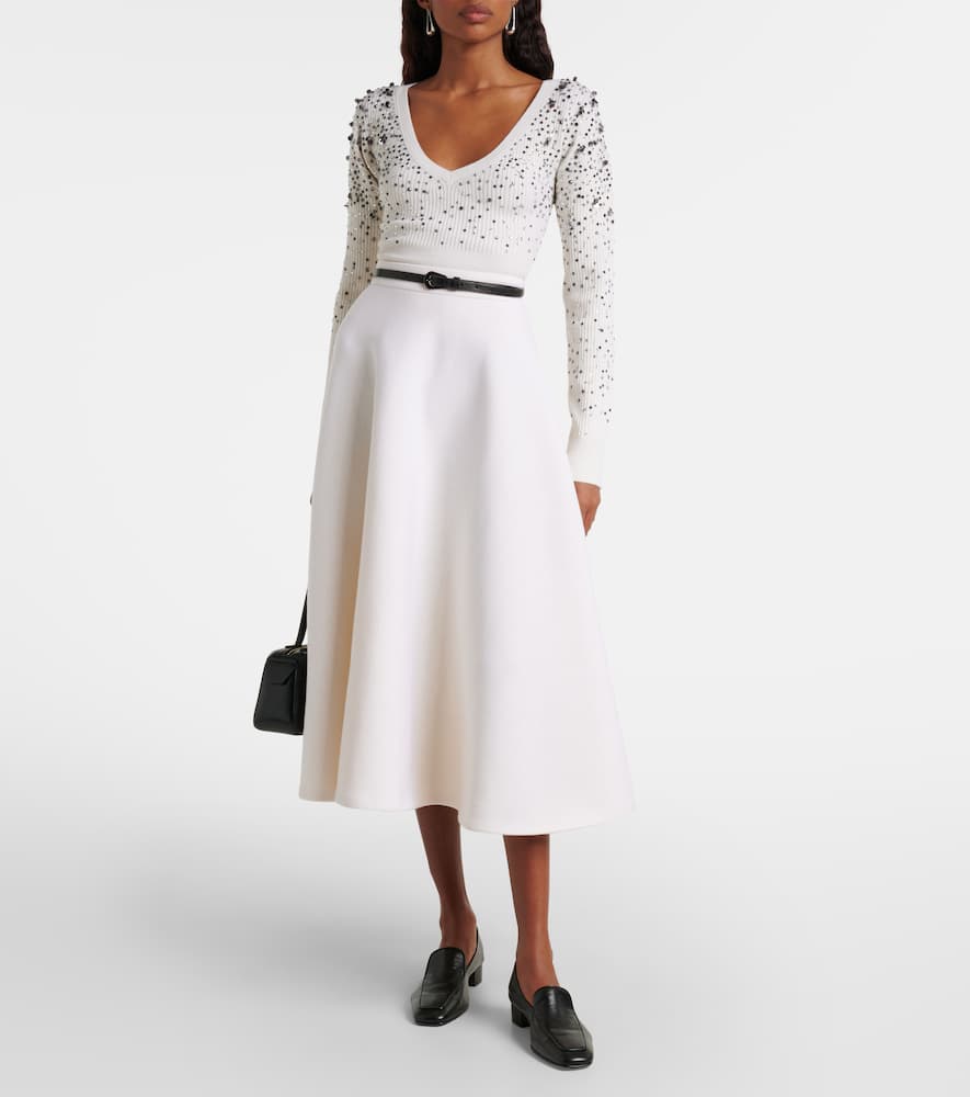 Max Mara Gathered Midi Skirt In White