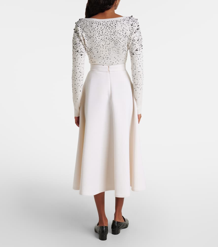 Max Mara Gathered Midi Skirt In White