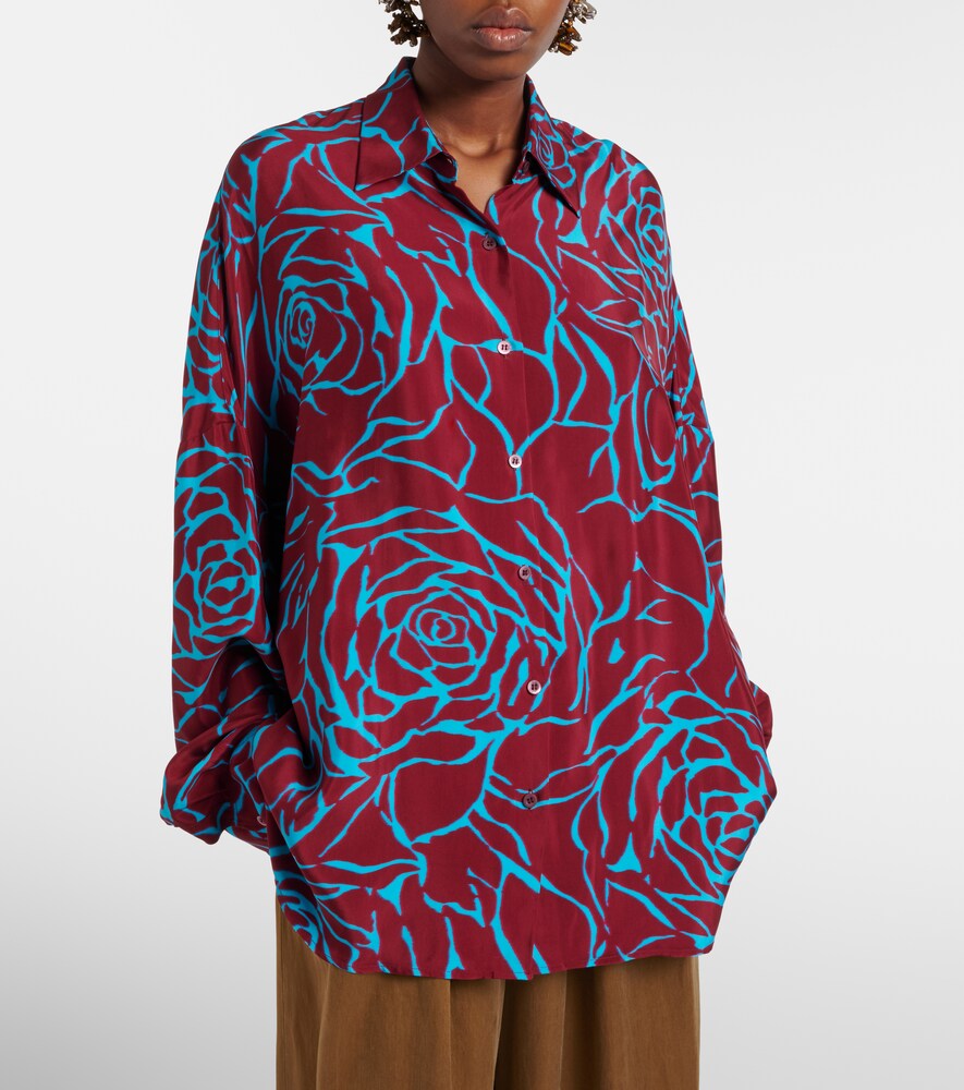  Dries Van Noten Dries Van Noten Printed Oversized Satin Shirt 