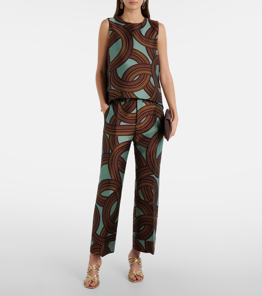La Doublej Hendrix Cropped Jacquard Straight-leg Pants In Multi