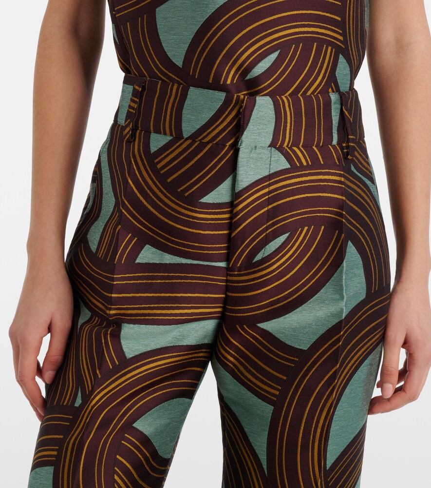 La Doublej Hendrix Cropped Jacquard Straight-leg Pants In Multi
