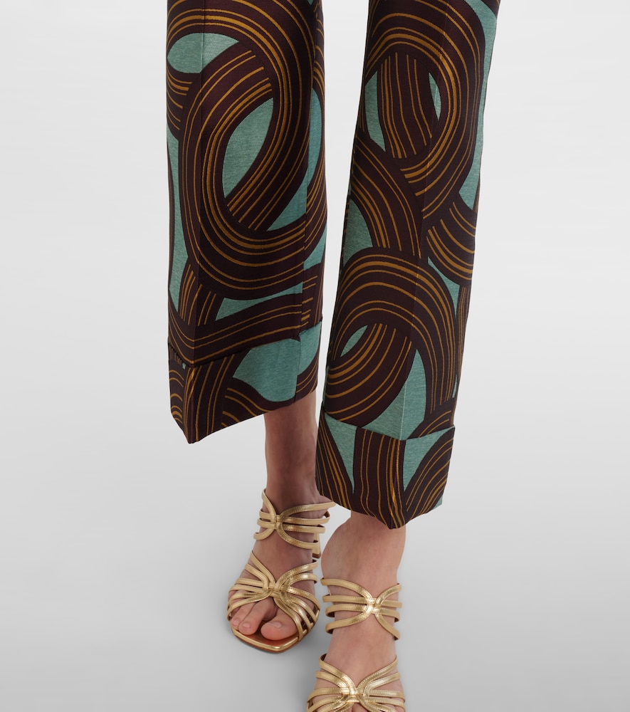 La Doublej Hendrix Cropped Jacquard Straight-leg Pants In Multi