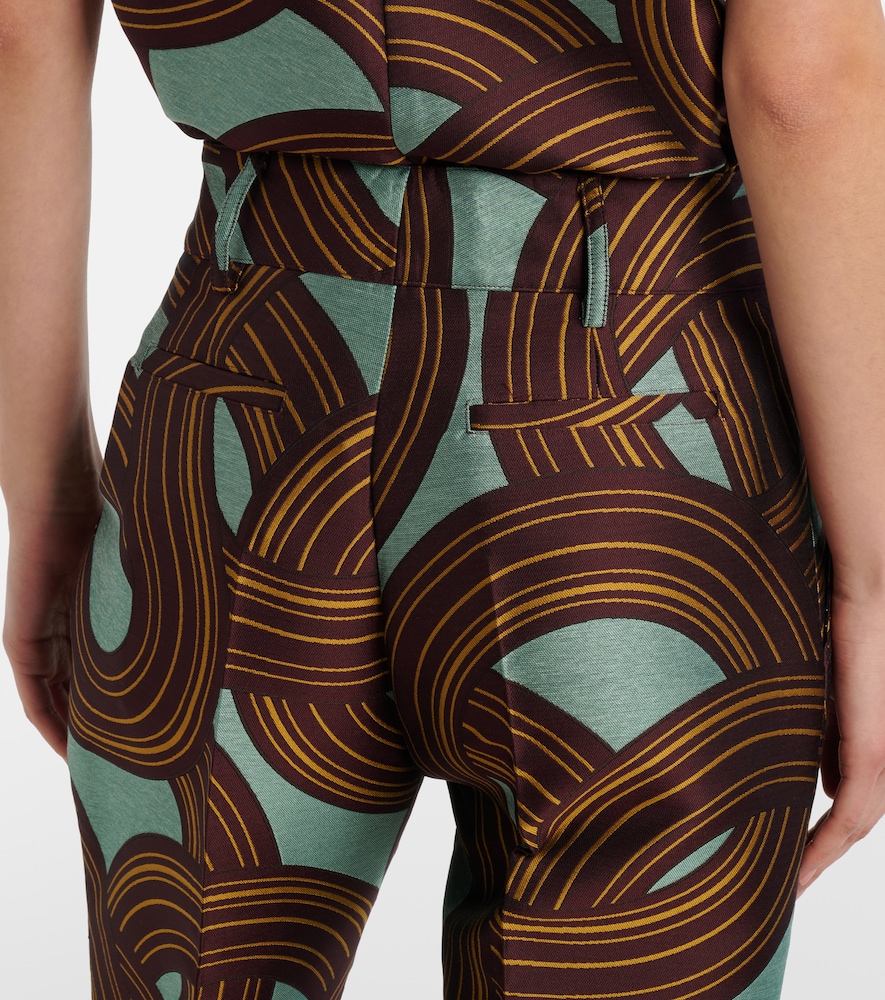 La Doublej Hendrix Cropped Jacquard Straight-leg Pants In Multi