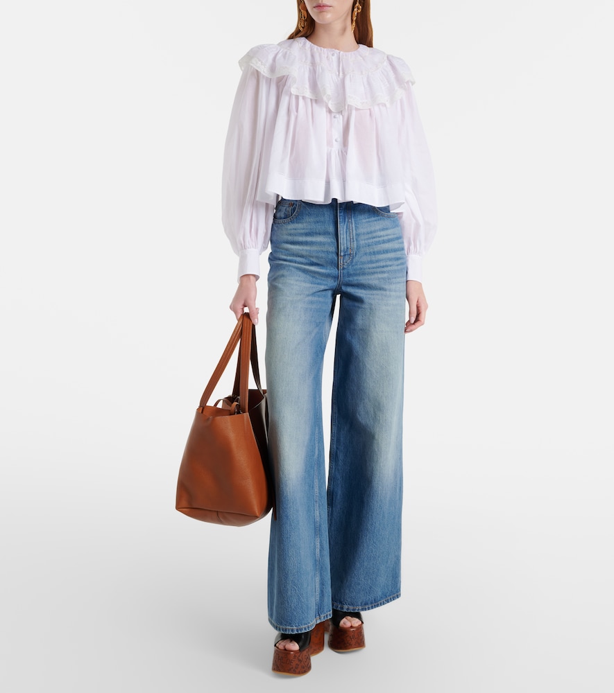 Chloé Lace-trimmed cotton voile blouse