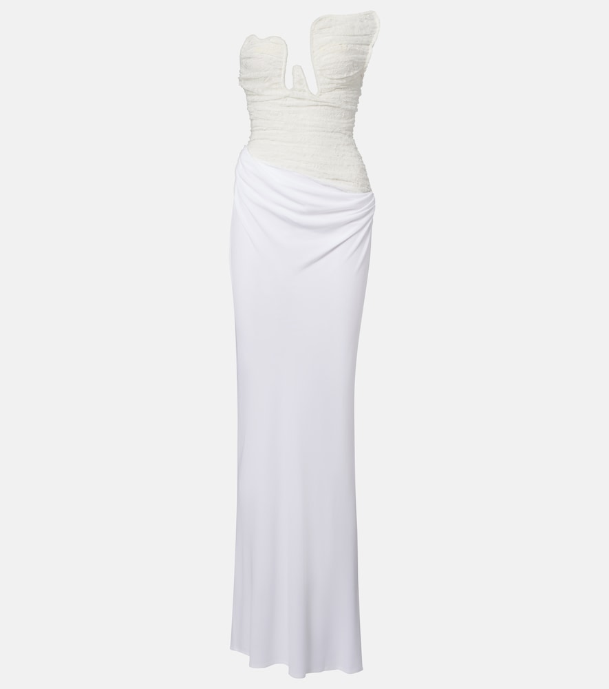 Christopher Esber Women's White Salacia Ruched Lace And Jersey Gown UK Size 14 - Mytheresa