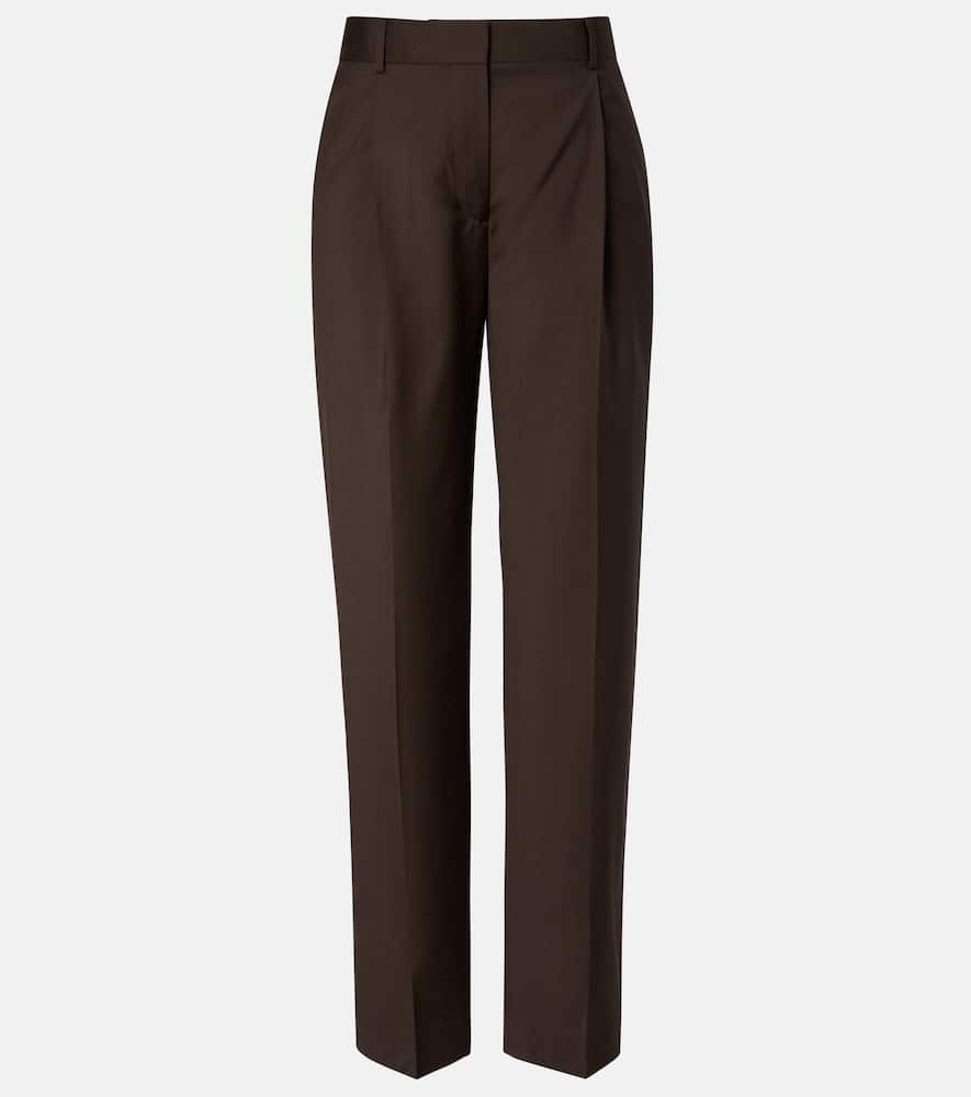 Totême Pleated Wide-leg Pants In Brown