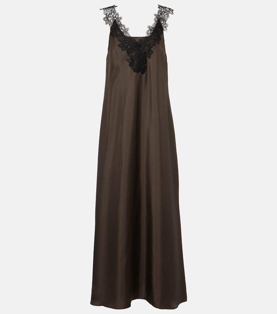 Rohe Róhe Lace-trimmed silk maxi dress