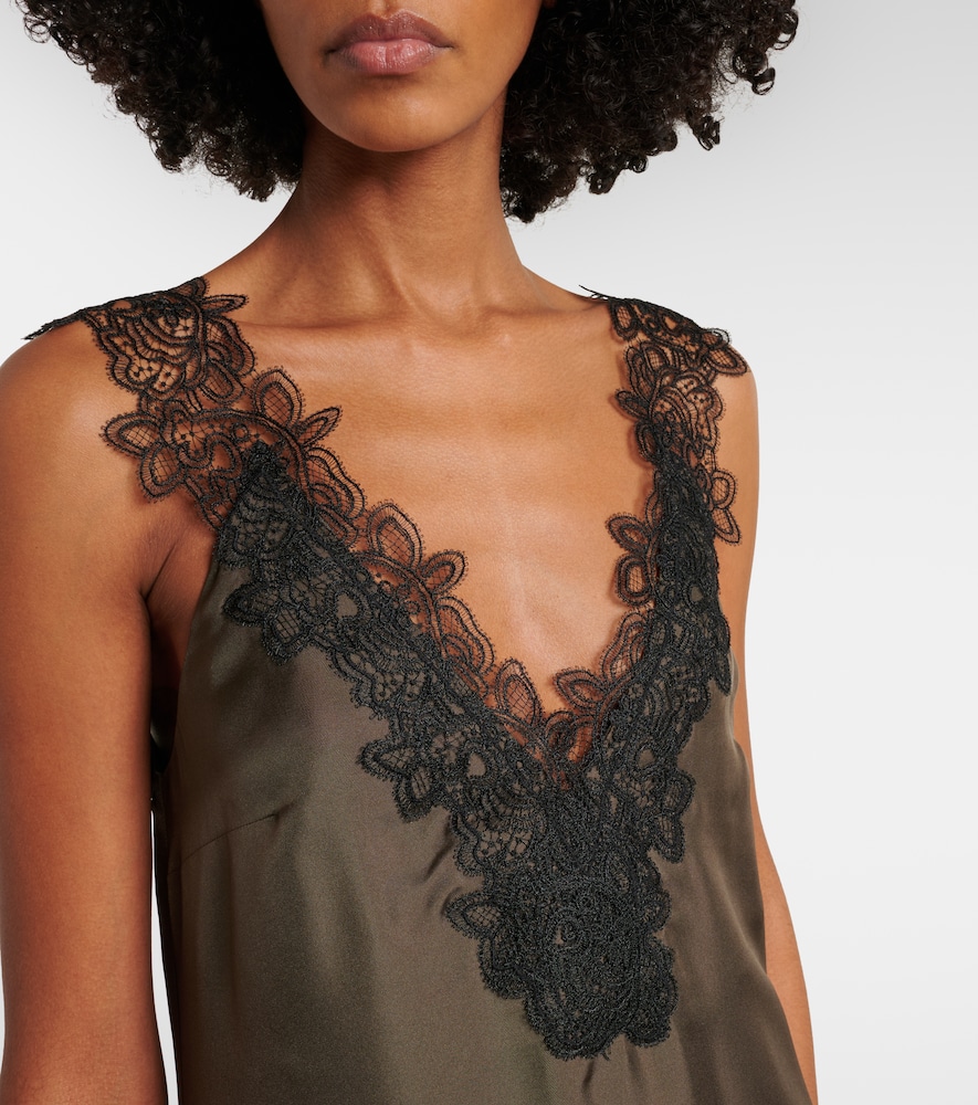  Rohe Róhe Maxikleid Aus Seide Mit Spitze 