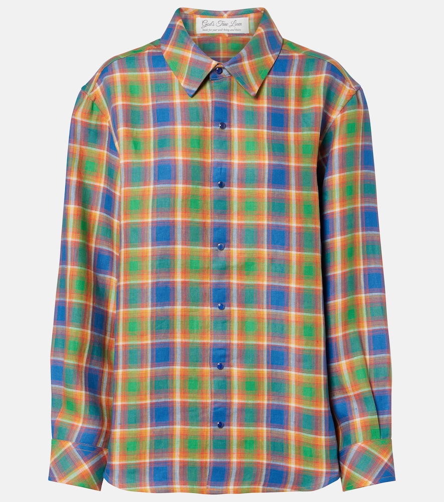 Camicia Brilliant in lino con lapislazzuli