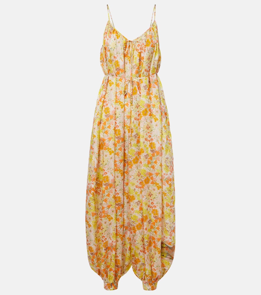 Zimmermann Solstice Silk Floral Jumpsuit In Yellow