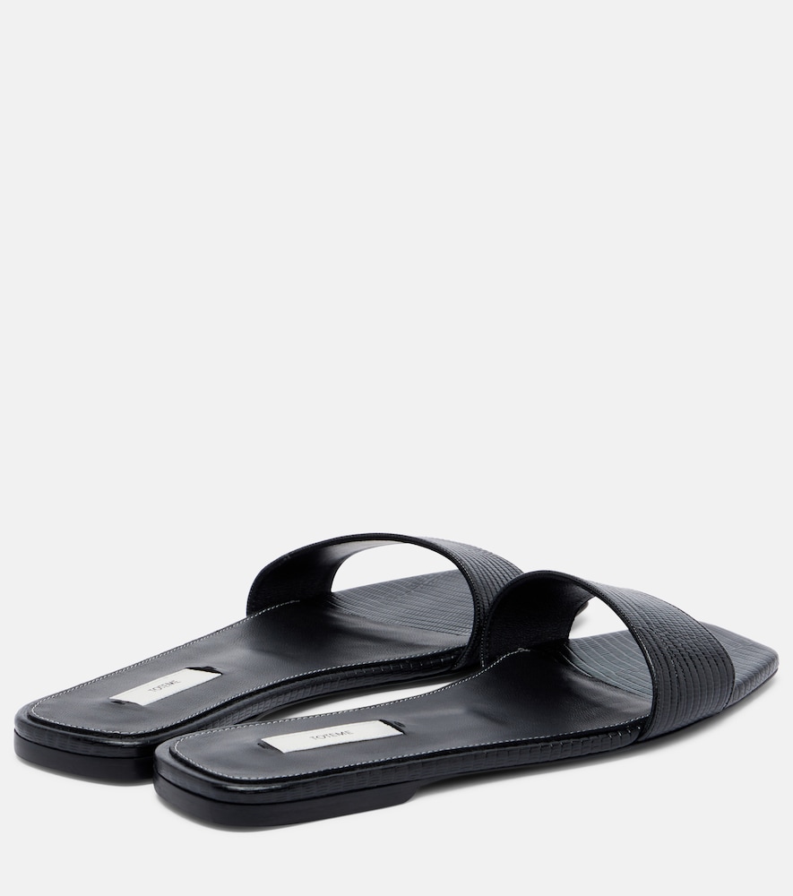  Toteme Toteme Lizard-effect Leather Slides 