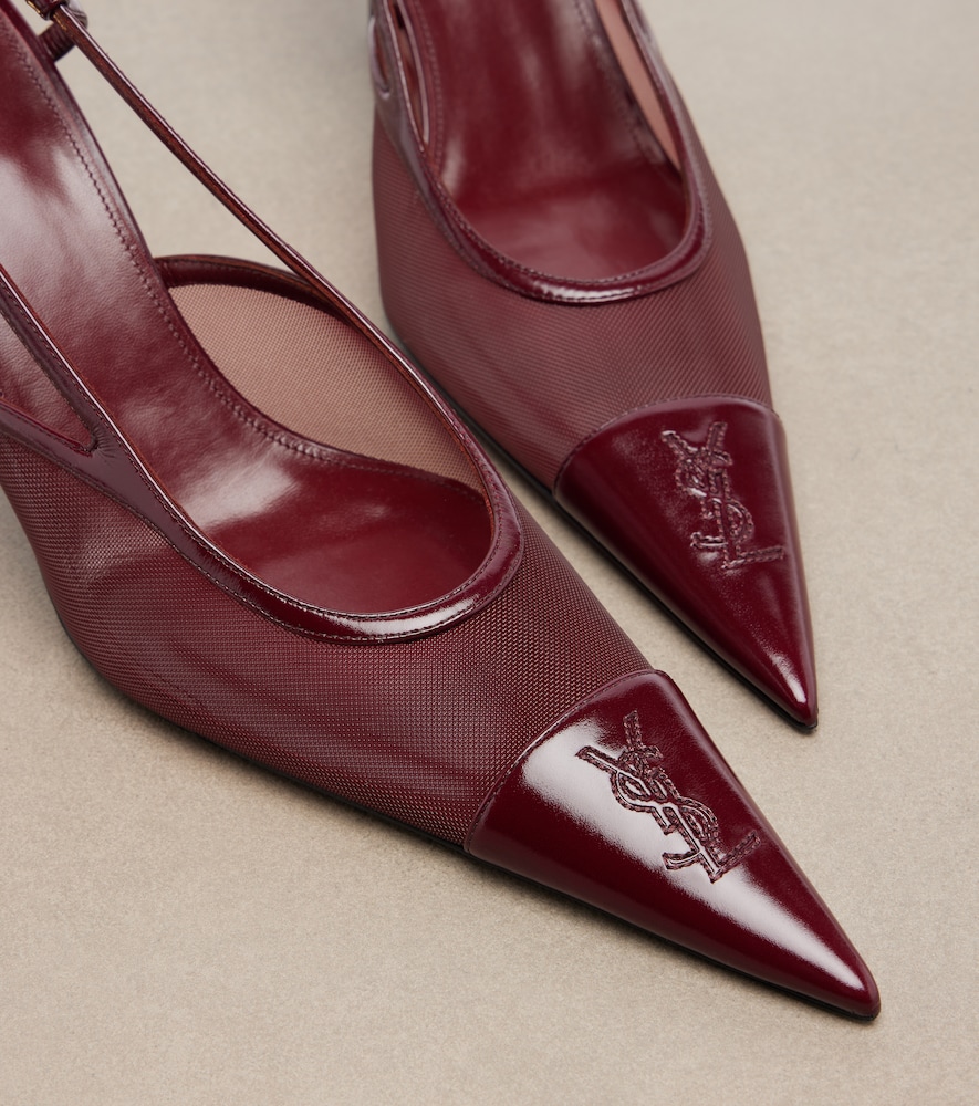 Renée Leather-Trimmed Mesh Slingback Pumps