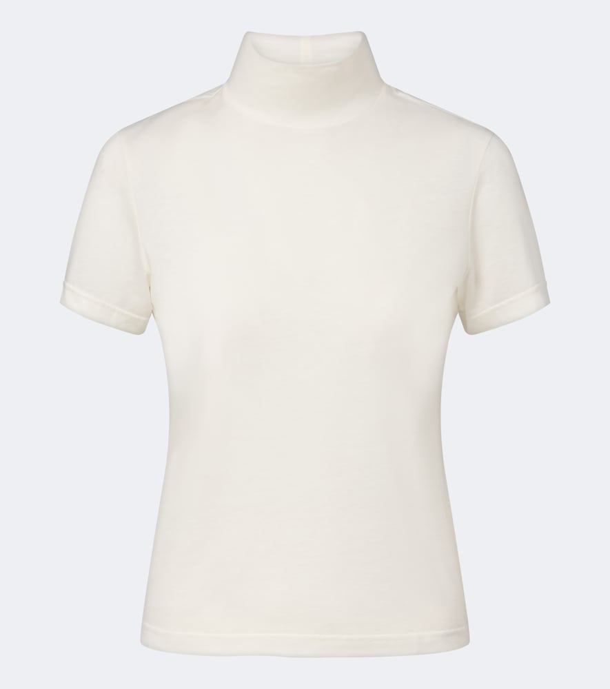 Top in cotone e lana a collo alto