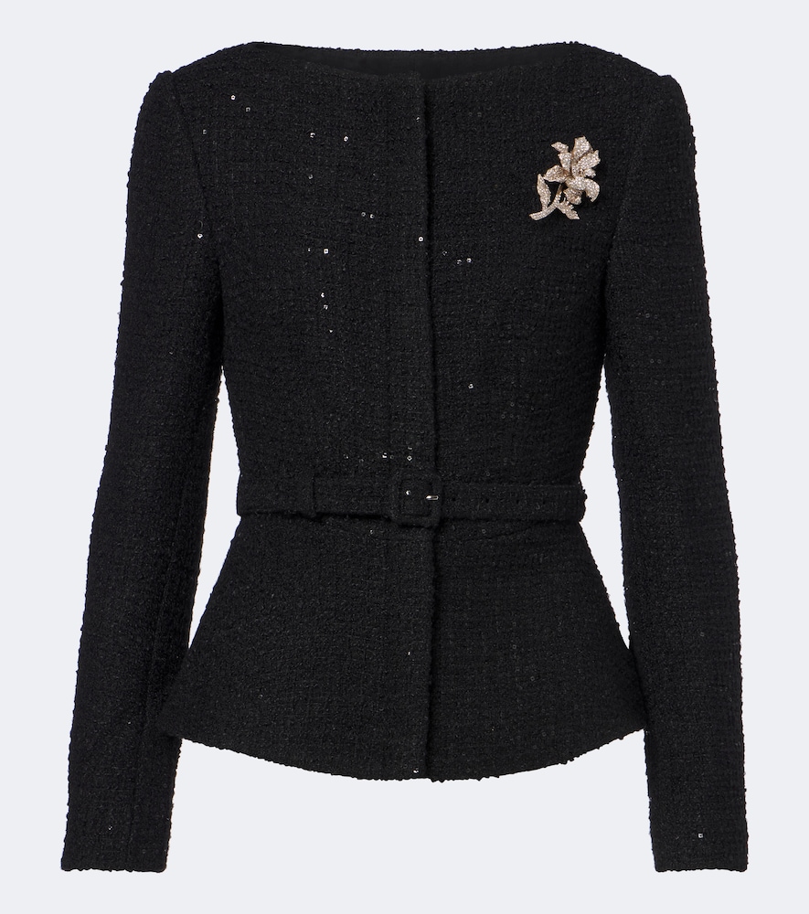 Belted Embellished Bouclé Jacket