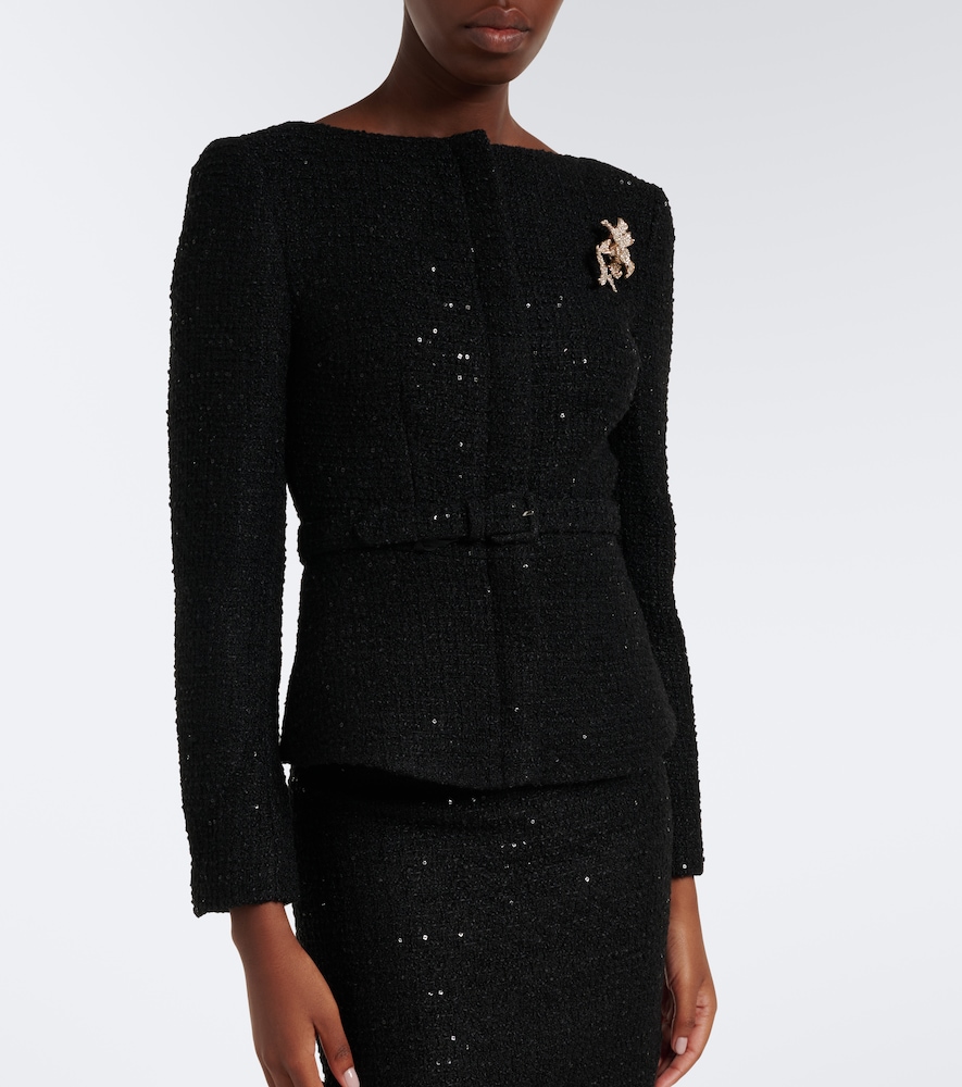 Belted Embellished Bouclé Jacket