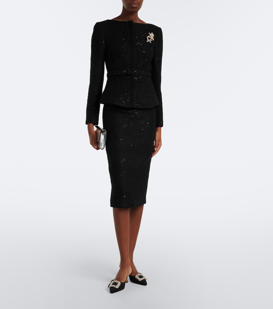 Belted Embellished Bouclé Jacket