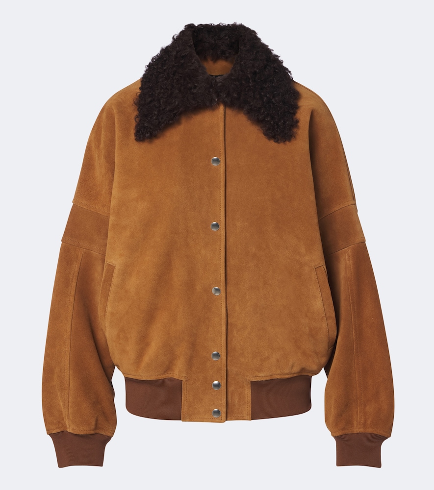 Plan C Suede Blouson Jacket In Brown
