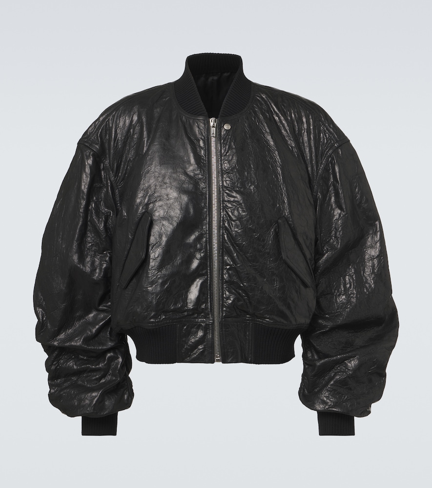 Rick Owens Men's Black Secchia Flight Leather Bomber Jacket UK Size 42 - Mytheresa