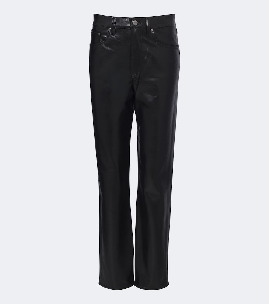 Pantaloni regular Lana in misto pelle