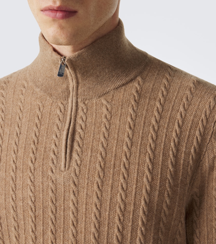 Cable-Knit Cashmere Half-Zip Sweater