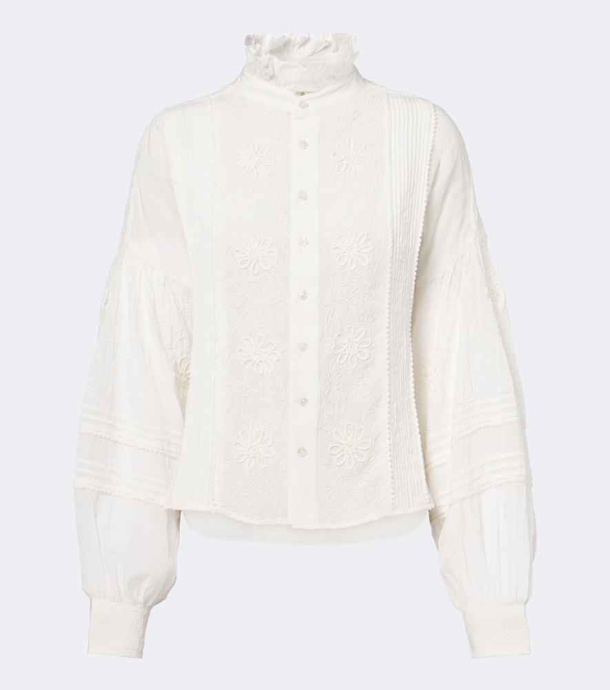 Blusa con ricamo e volant