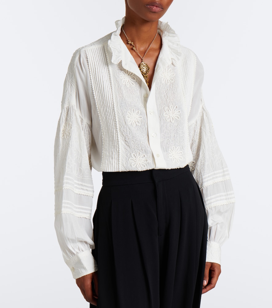 Polo Ralph Lauren Embroidered Ruffled Blouse