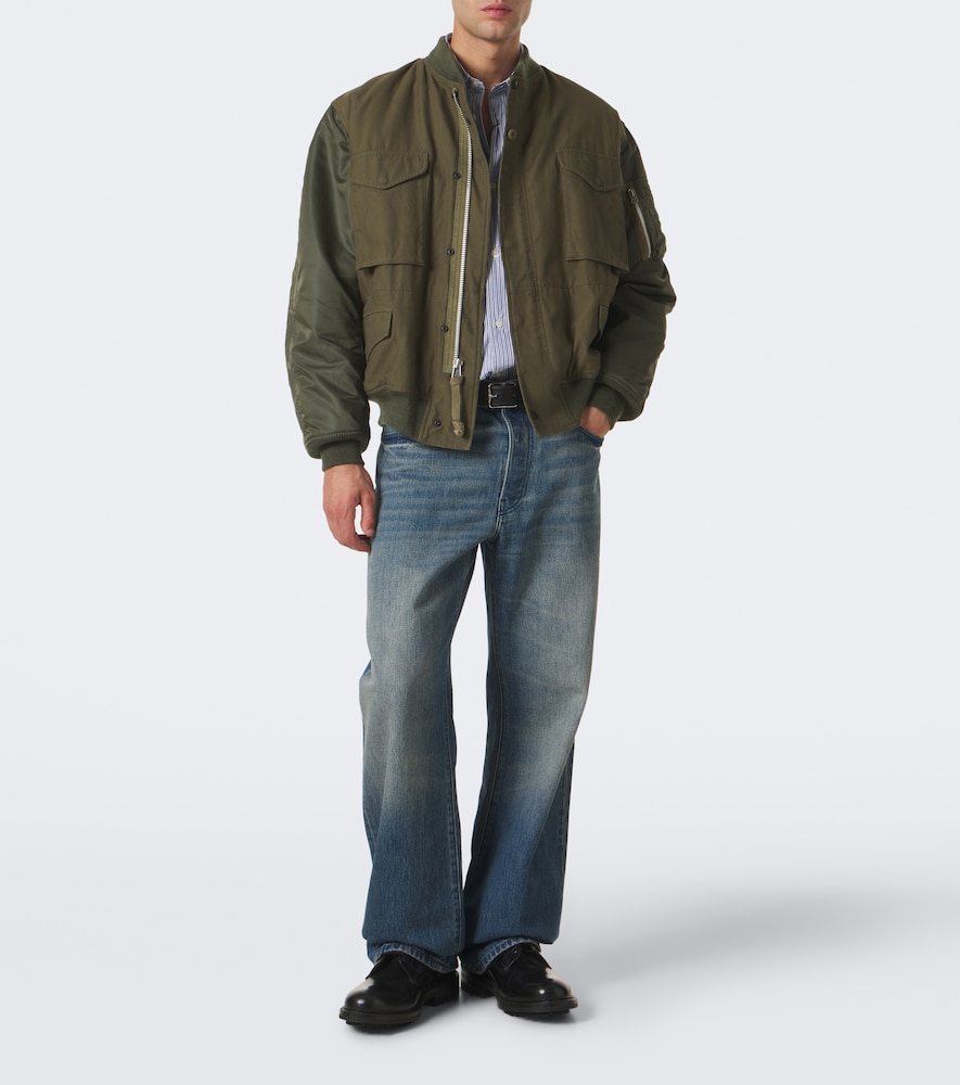 Paneled Cotton And Technical Bomber Jacket