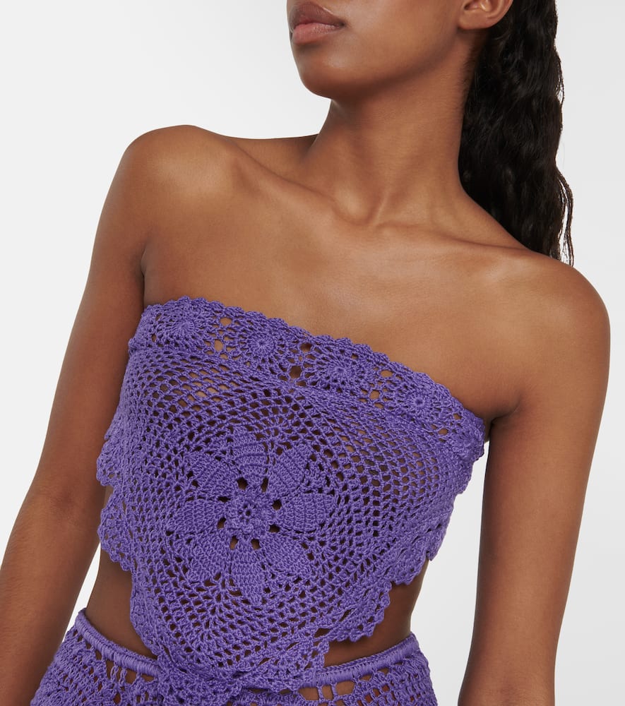 Shop Anna Kosturova Triangular Crochet Top In Purple