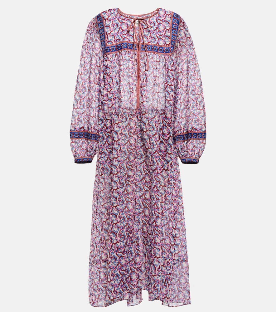 Isabel Marant Étoile Floral-print Keyhole Midi Dress In Ecru