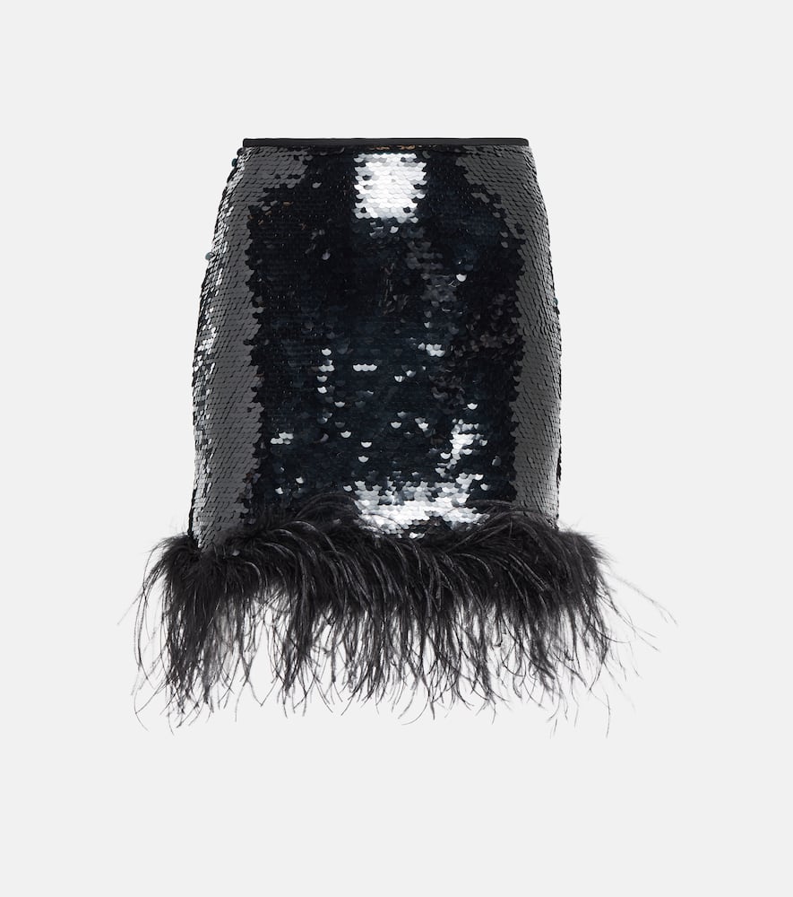 Giuseppe Di Morabito Feather-trimmed Sequined Miniskirt In Black