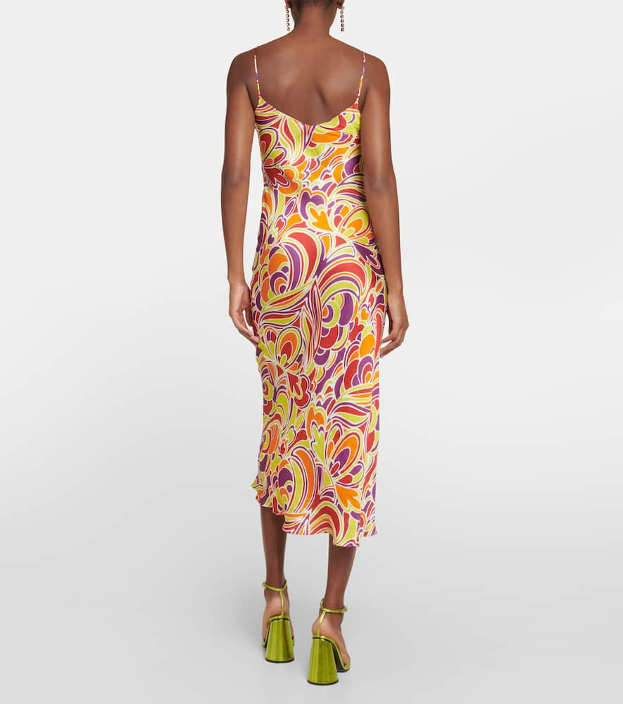 Shop Rodarte Printed Satin Slip Dress In Red Multicolor