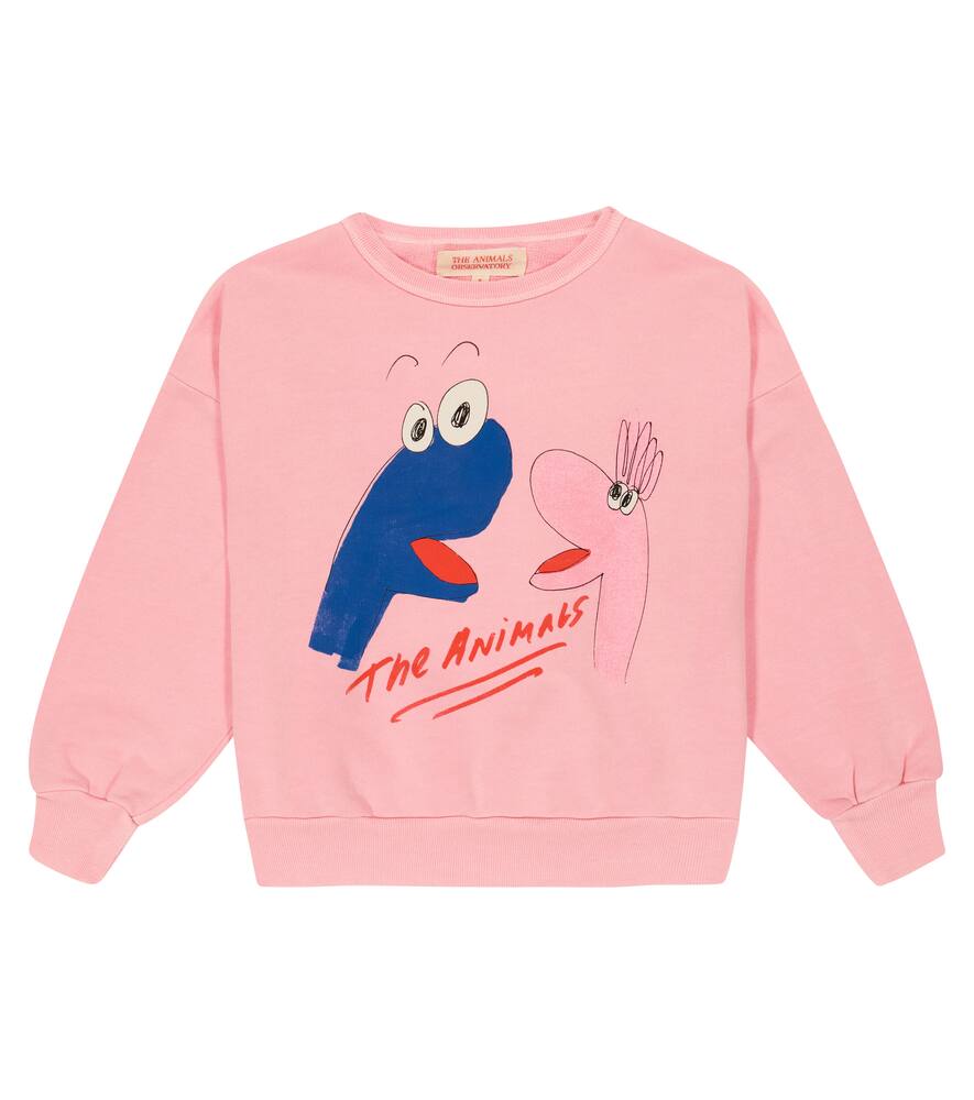 The Animals Observatory Kids' Muppets Print Cotton Sweatshirt In Pink