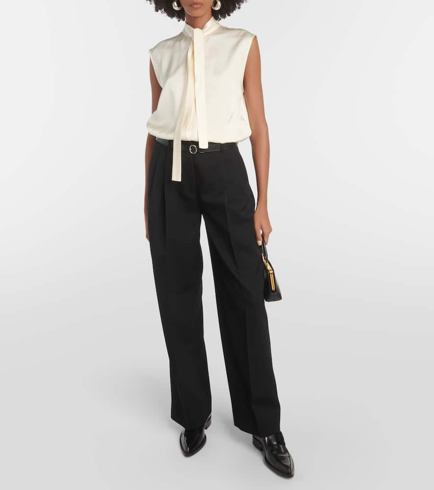 Shop Jil Sander High-rise Virgin Wool Pants In Black