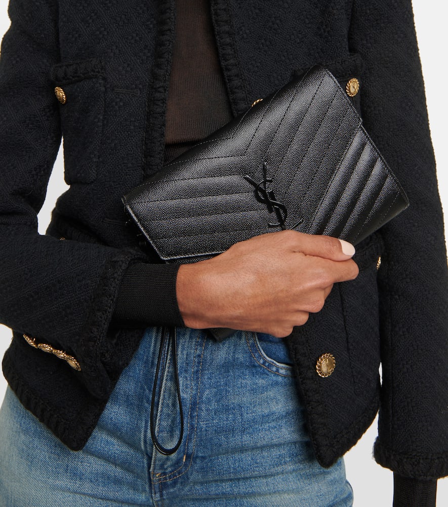 Saint Laurent Cassandre Matelassé Leather Clutch In Black