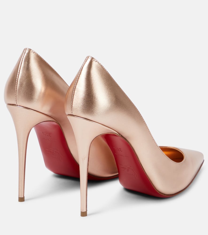 Shop Christian Louboutin Kate 100 Metallic Leather Pumps In Brown