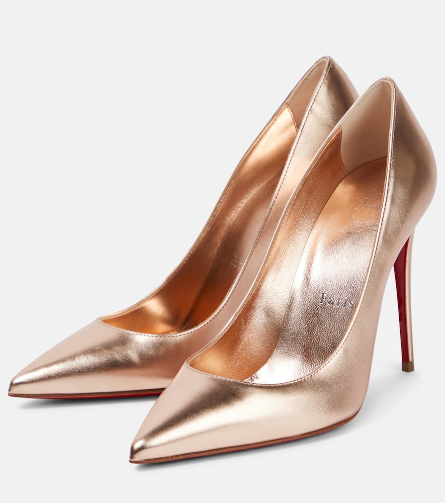 Shop Christian Louboutin Kate 100 Metallic Leather Pumps In Brown