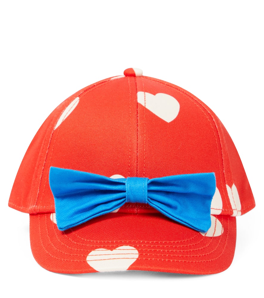 Mini Rodini Kids' Hearts Cotton Baseball Cap In Red