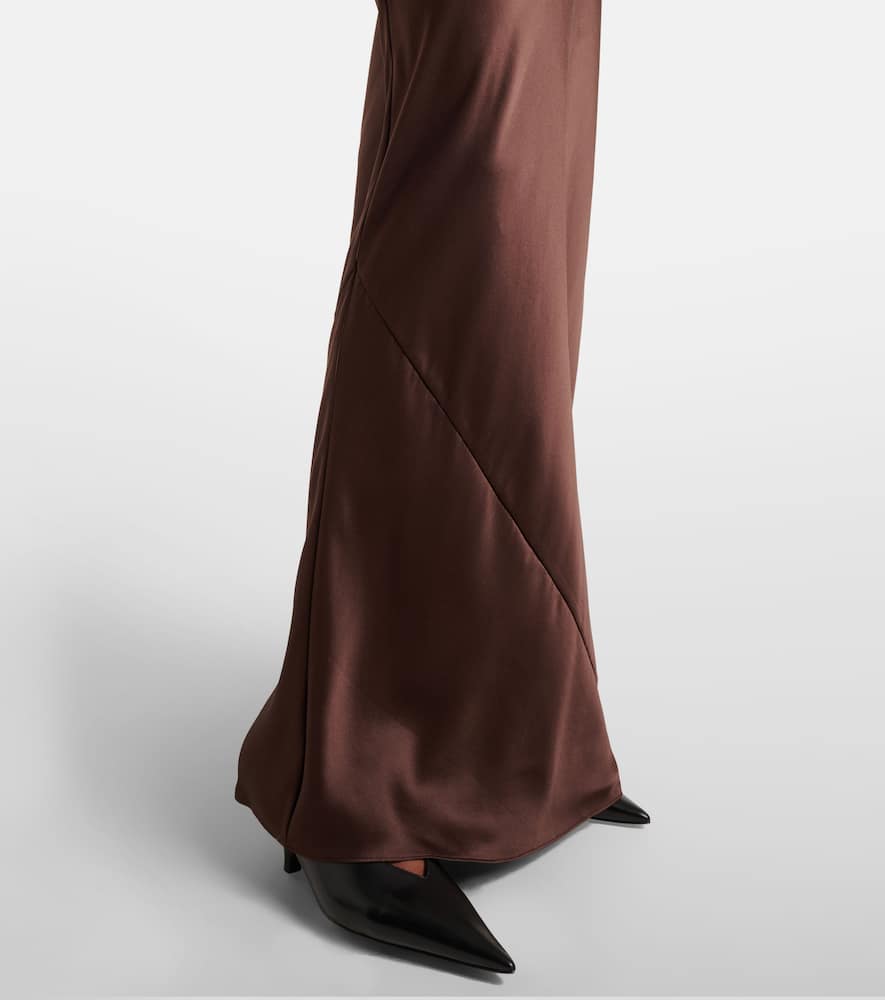 Sir Lush Beaded Silk Satin Slip Dress In Brown