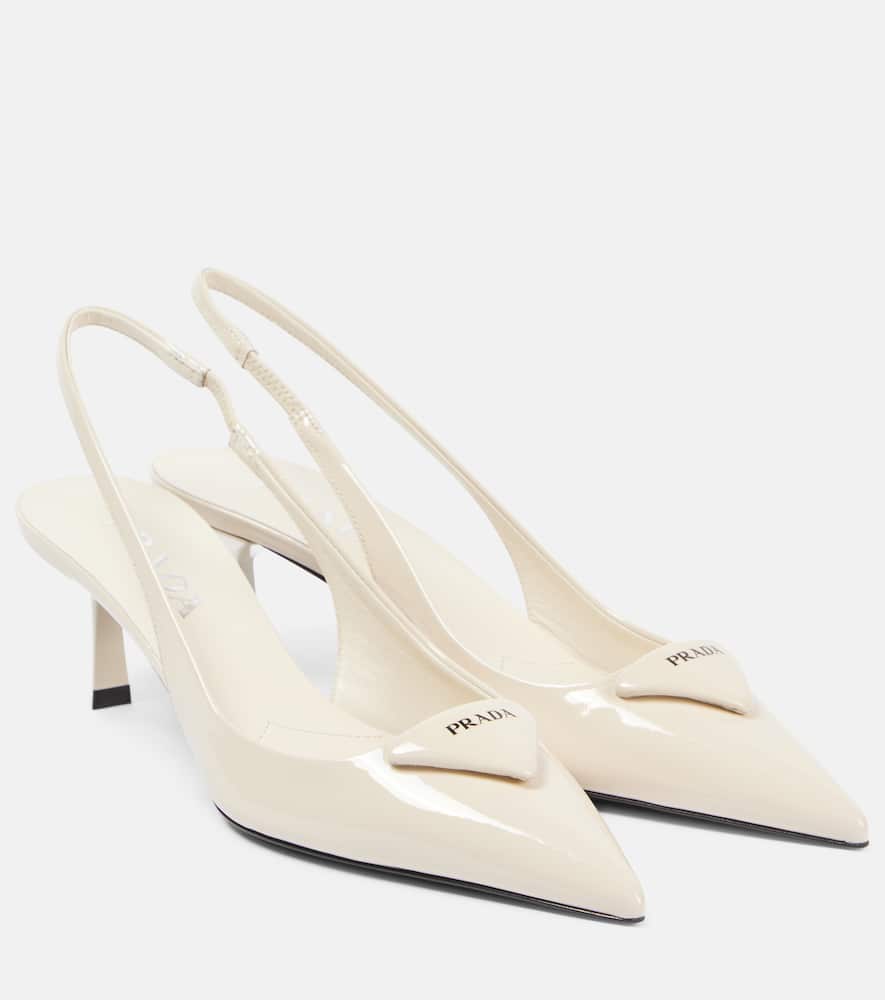 Prada Slingback-pumps Aus Saffiano-lackleder In White