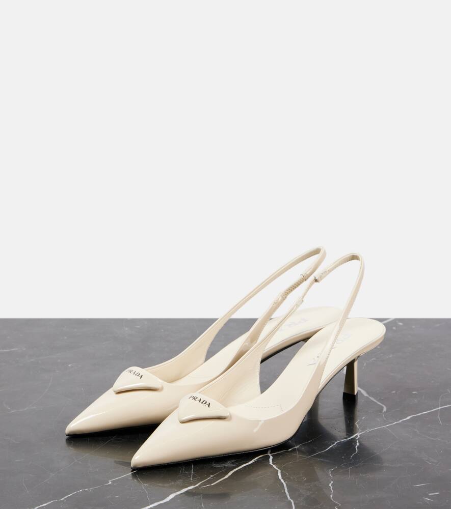 Prada Slingback-pumps Aus Saffiano-lackleder In White