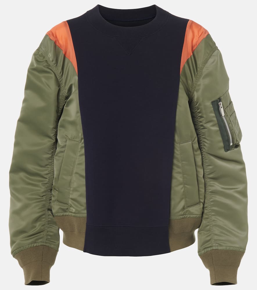 Paneled jersey and twill sweatshirt