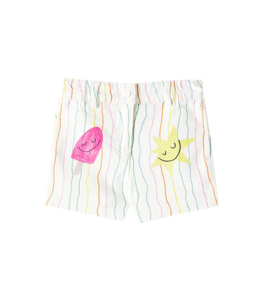 Stella Mccartney Baby Striped Cotton Shorts In White