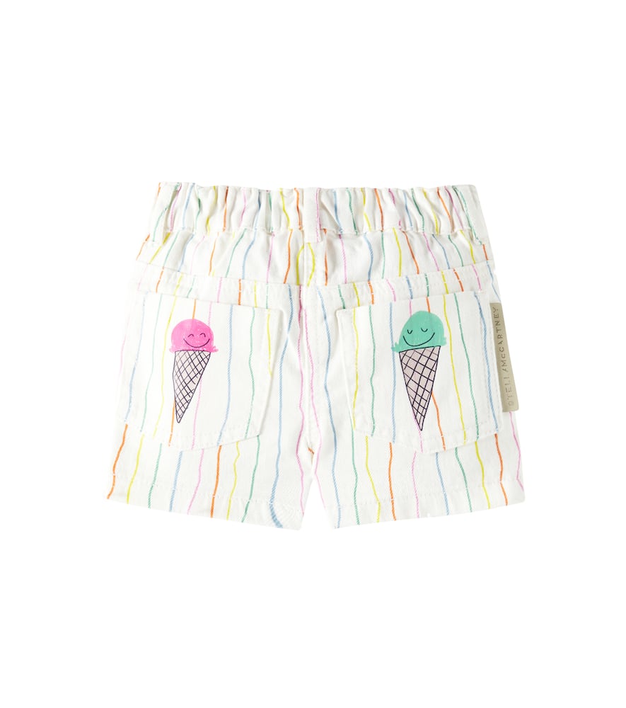 Stella Mccartney Baby Striped Cotton Shorts In White