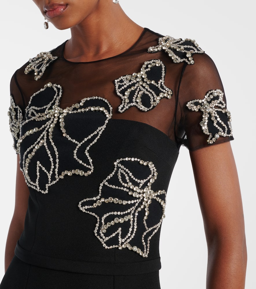 Safiyaa Embellished Mesh Yoke Gown