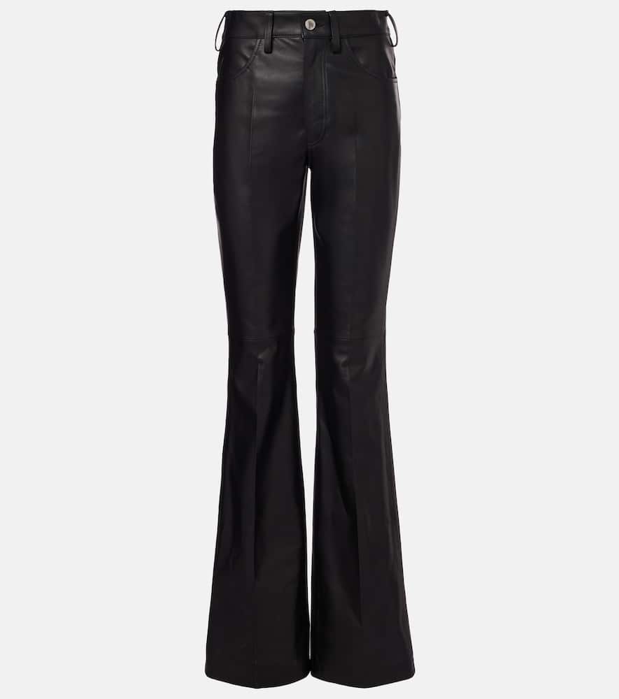 High-rise leather flared pants