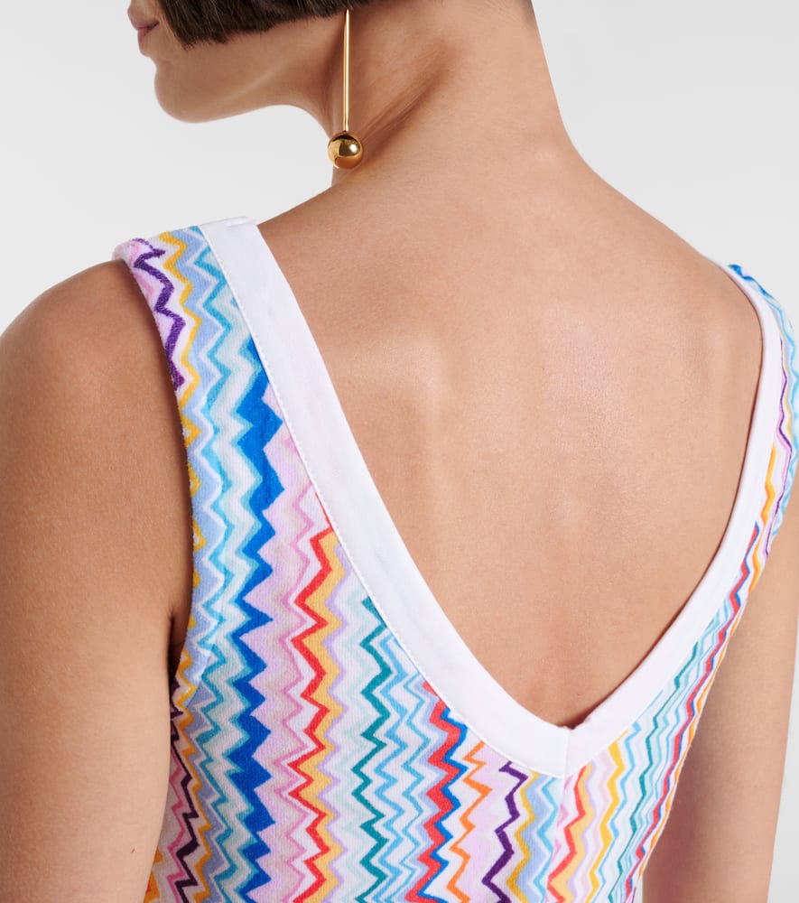 Missoni Short Cover-up Dress With Iconic Zigzag Pattern And V-neck In Multi