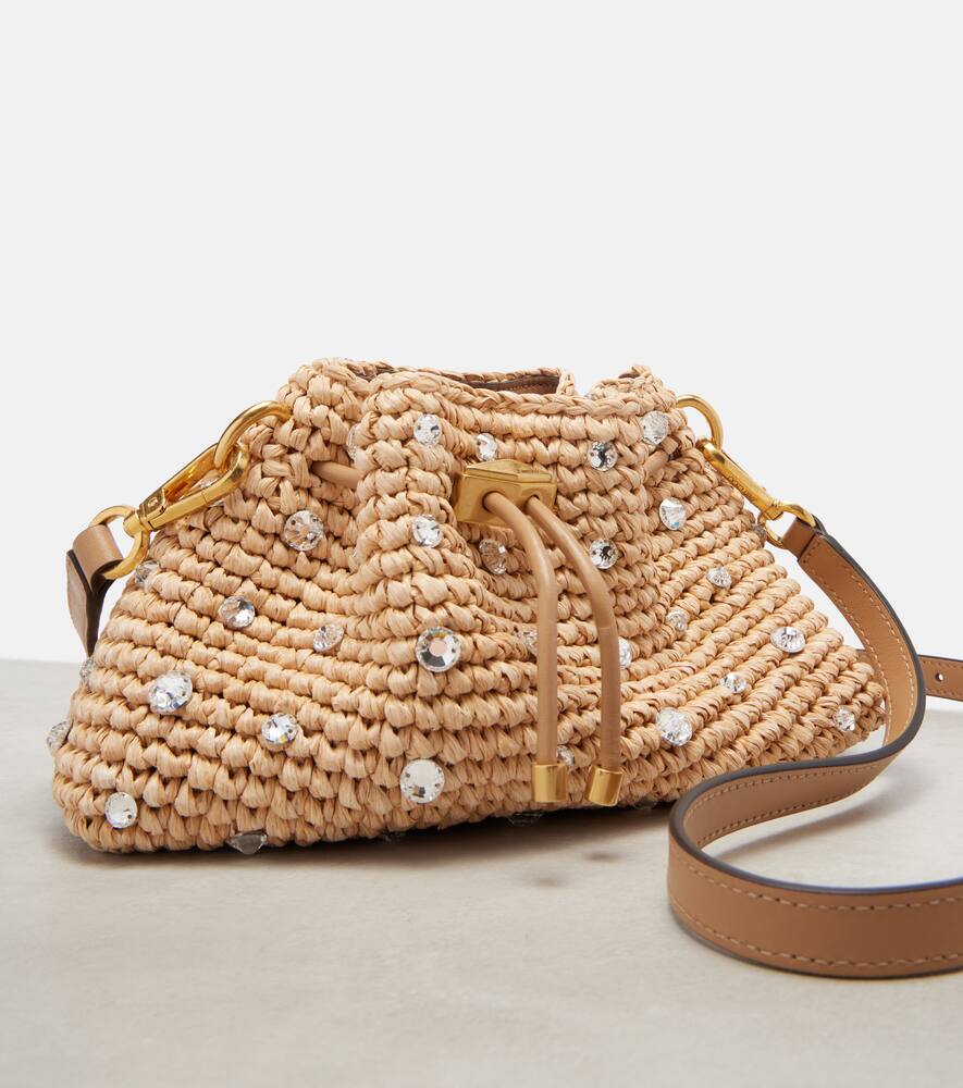 Jimmy Choo Cinch Small Embellished Raffia Tote Bag In Sand